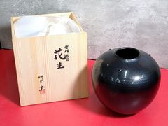 羽山作 陶器 花瓶 黒白グラデーション - メルカリ