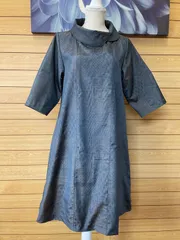着物リメイク　大島紬　丸襟　ワンピース