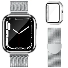 【在庫セール】Apple watch バンド バンド 磁気 金属 メッシュ ステンレス留め金製 通気 Apple マグネット Watch 保護 カバー付き アップルウォッチ アップルウォッチ ベルトとケース コンパチブル 一体型 レディース