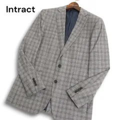 Intract イントラクト Marzotto生地 SUPER110'S ウール100％★ チェック テーラード ジャケット Sz.94AY7　メンズ 大きい