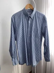 ユニクロ ネイビー メンズ ストライプ シャツ XL