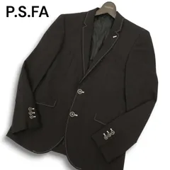 P.S.FA パーフェクトスーツファクトリー 通年 背抜き ステッチ シャドー ストライプ テーラード ジャケット Sz.S メンズ 黒のサムネイル