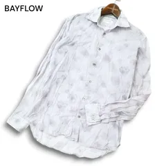 LANVIN en Bleu ランバン オン ブルー 通年 シワ加工★ 総柄 長袖 シャツ Sz.46 メンズ 日本製 薄紫のサムネイル