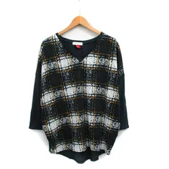 ローリーズファーム LOWRYS FARM ニット セーター 長袖 Vネック チェック M チャコールグレー /KT37