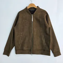 ニコアンド niko and スウェード Touch ジップアップ ジャケット ブラウン L