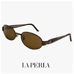 【未使用品】 La Perla ラペルラ サングラス spe500-q93 オーバル 型 レディース メンズ ユニセックスモデル メタル フレーム イタリア製 ブラウン カラー バネ蝶番のサムネイル