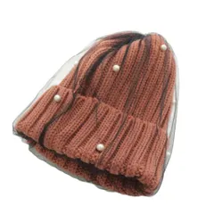 カシラ CA4LA ニット帽 ニットキャップ ビーニー 帽子 チュール パール ピンク 黒 ブラック KTZ02465 /AN66 ■GY11