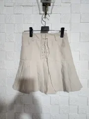コーデュロイ レースアップ プリーツ ミニスカート
