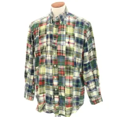 【中古】ポロ ラルフローレン Polo Ralph Lauren コットン チェック ボタンダウン カジュアルシャツ グリーン【サイズM】【メンズ】