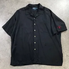90年代 Polo by Ralph Lauren ポロバイラルフローレン オープンカラー 開襟 リネン×シルクシャツ メンズ2XL 古着 90s ヴィンテージ VINTAGE アメカジ ポニー無し ビッグサイズ 大きいサイズ 黒