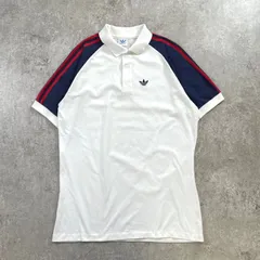 80年代 adidas アディダス トレフォイルロゴ 3本ライン ポロシャツ メンズM相当 古着 80s VINTAGE ヴィンテージ シングルステッチ 白