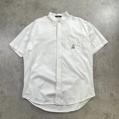 90年代 CHAPS Ralph Lauren チャップス ラルフローレン 半袖シャツ メンズXL相当 古着 90s VINTAGE ヴィンテージ アメカジ ワンポイントロゴ刺繍 ボタンダウン 白色