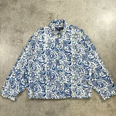 80年代～ Ralph Lauren ラルフローレン 総柄 スイングトップ メンズM相当 古着 80s ヴィンテージ VINTAGE チンスト付き アメカジ ポニー無し ボタニカル柄 ホワイト ブルー 白 青