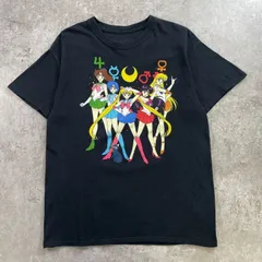 SAILORMOON 美少女戦士セーラームーン アニメ キャラクター プリントTシャツ メンズM 黒 古着