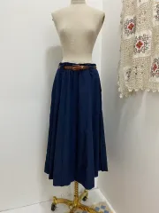 インディゴデニム Aライン ロング丈スカート