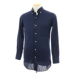 【中古】グリーンレーベルリラクシング green label relaxing ポリエステルコットン ジャージー ボタンダウン カジュアルシャツ ネイビー【サイズS】【メンズ】
