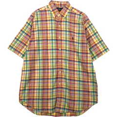 古着 ラルフローレン Ralph Lauren BLAKE マドラスチェック 半袖 ボタンダウン チェックシャツ メンズL相当/eaa640949