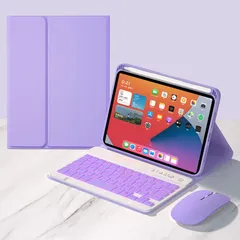 iPad iPad (紫の色 人気，オートスリープ機能，スタンド機能付き手帳型カバー Mini Mini レディース女性 キャンディーカラー 8.3インチかわいい Bluetoothキーボード，2024秋発売アイパッド 7/6) 2021キーボードケースワイヤ