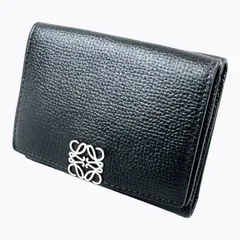 【美品】LOEWE ロエベ アナグラム Wホック コンパクト 三つ折り 財布 ブラック