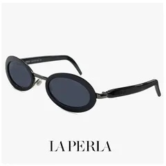 【未使用品】 La Perla ラペルラ サングラス spe502-700 レディース メンズ ユニセックスモデル オーバル 型 セル巻き フレーム イタリア製 黒縁 黒ぶち ブラック カラーのサムネイル