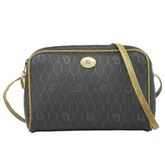 本物 クリスチャン ディオール Christian Dior ハニカム柄 ショルダーバッグ ポシェット PVC ブラック バッグ 中古・
