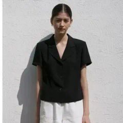 MEER.】OPEN COLLAR SHORT SHIRT CHARCOAL - メルカリ
