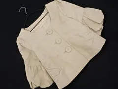 DouDou ドゥドゥ レザー 豚革 ノーカラー ジャケット sizeF/ベージュ ■◇ レディースのサムネイル