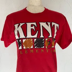 キッズ150前後 USA製【JERZEES 50/50】Kent Elementary プリントTシャツ レッド 赤　春夏　古着　USEDのサムネイル