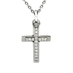 ウォルサム WALTHAM クロス スウィング ネックレス ダイヤモンド 0.21ct K18WG 7.3g ホワイトゴールド レディース【中古】