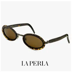 【未使用品】 La Perla ラペルラ サングラス spe502-722 レディース メンズ ユニセックスモデル オーバル 型 セル巻き フレーム イタリア製 べっ甲 柄 デミブラウン カラーのサムネイル