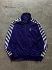 adidas トラックジャケット トレフォイル刺繍 3ライン パープル ジャージ