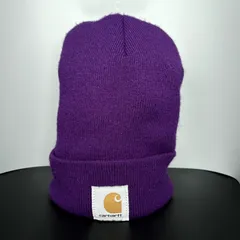 Carhartt カーハート ニット帽 ニットキャップ ビーニー ワッチキャップ ロゴ パープル 紫