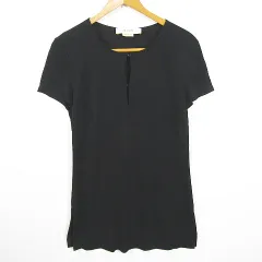 キャラクテール CARACTERE カットソー Tシャツ 半袖 フロントオープン スリット ミディアム丈 38 ブラック kz11271