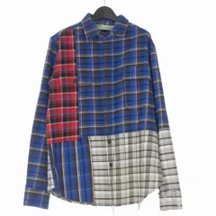 オフホワイト OFF WHITE 18AW Check Reconstructed Shirt フランネルシャツ チェック 長袖 M ブルー 青 OMGA072F18A27005 国内正規のサムネイル