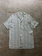80s EURO stripe design wide linen shirt - メルカリ