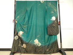 夏物単衣 振袖 正絹263グリーン紅型165cmまで 13号 - メルカリ