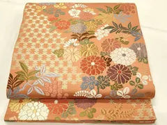 平和屋着物◎六通柄袋帯　唐織　草花文　金糸　正絹　逸品　DABE3875qpのサムネイル