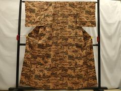 平和屋着物■上質な小紋　横段文　鬼しぼ縮緬　正絹　逸品　CABF4370ev 平和屋着物□上質な小紋 横段文 鬼しぼ縮緬 正絹 逸品 CABF4370ev