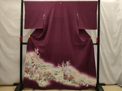 平和屋本店○極上 アンティーク 大正ロマン 振袖 駒刺繍 宝尽くし飛鶴