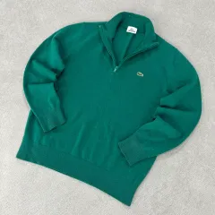 ラコステ ハーフジップアップ ニット グリーン M