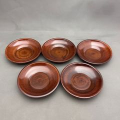 時代 唐木 紫檀製 円式 茶托 五客 煎茶道具 中国古玩 213 - メルカリ