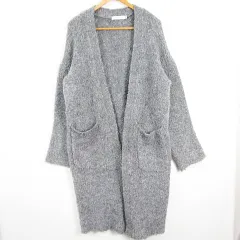 マウジー MOUSSY ロング ニット カーディガン 長袖 前開き ストレッチ FREE グレー kz12753
