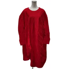COMME des GARCONS COMME des GARCONS 24AW ポリエステル縮絨千鳥柄変形ノーカラーワンピース ドレス コムコム レディース