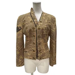 John Galliano ニュースペーパー柄ジップアップノーカラージャケット Archive 90s ブルゾン コート アウター レディース