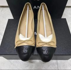 美品 シャネル バレリーナ パンプス ラムスキン バイカラー 38 箱 保存