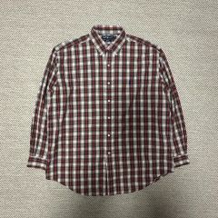 RRL シアサッカー チンストラップ チェック 長袖シャツ 赤系 XL - メルカリ