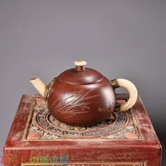 【上品】宜興 紫砂壷 原鉱赤泥 茶壺 茶道具 木箱付gd429