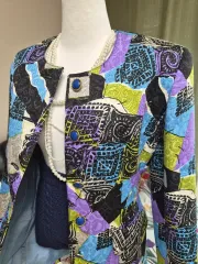 ハイクオリティLINE カラー芸術 ルーズフィット ジャガード ジャケット