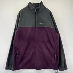 古着 コロンビア Columbia フリース ジャケット フルジップ ワンポイントロゴ アウトドア パープル XL  グレー系 ツートン メンズ