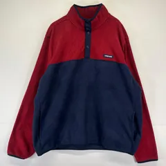 古着 ランズエンド Lands' End フリース ベスト プルオーバー ワンポイントロゴ スナップT パイピング XL  ネイビー系 ツートン メンズのサムネイル